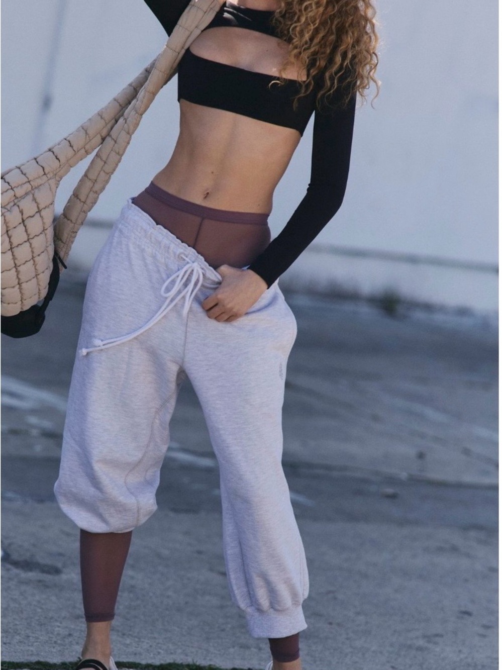 Fp movement by free people cropped flutter jogger sweatpants grey small